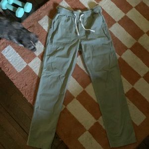 Marine layer ankle pants straight cotton drawstring size small green